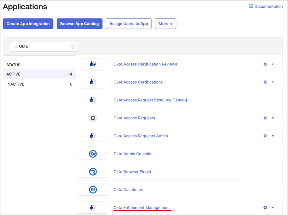 アプリケーション一覧にあるOkta Entitlement Managementです