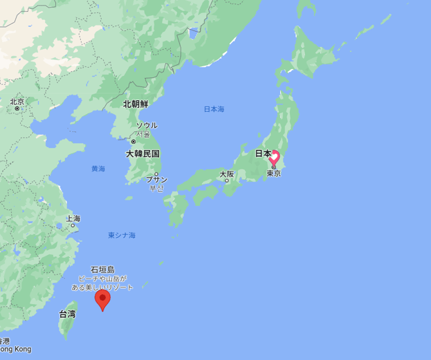 ワーケーションをした石垣島の地図