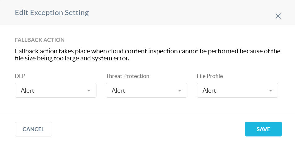 Advanced File ScanningのFallback Action