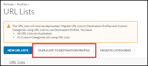 DUPLICATE TO DESTINATION PROFILE