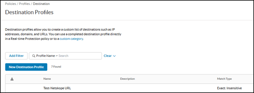 Destination Profiles
