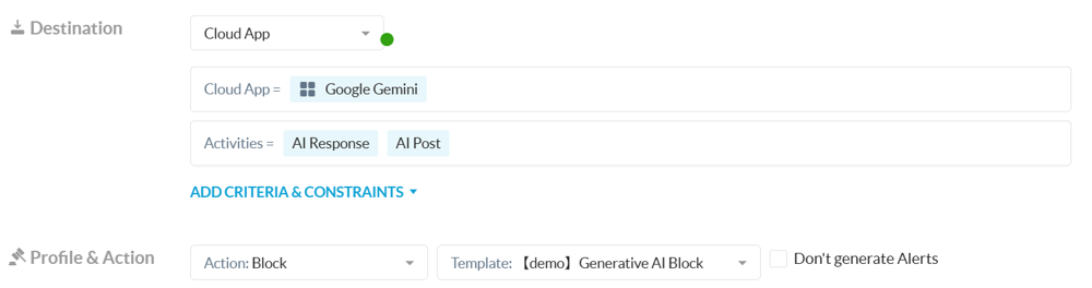 GmailのAIアシスタントのAI PostやAI Responseに対して、Block