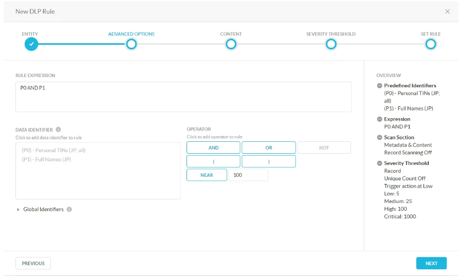 DLPのAdvanced Options