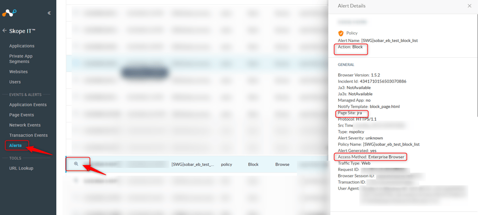 Skope IT > Alerts でブロック確認01
