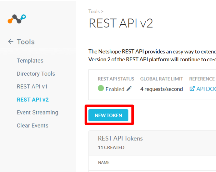 API Token作成画面①