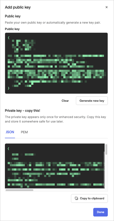 Okta AI Agent の鍵生成後に Private key が表示され、検証用に控える必要があることを示す画面