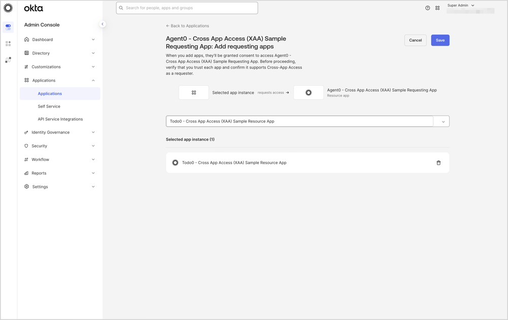 同意を付与されたアプリとして『Todo0』を追加している画面です。