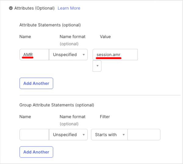 Attribute Statementsをカスタマイズしている画面です。
