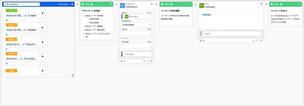Main flowからリスト内のレコードを処理するOkta Workflowsの5/5部分です。