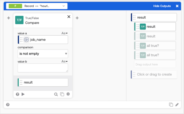 schedule_type=hourly の実行条件判定（job_nameが空でないかをCompareで判定）