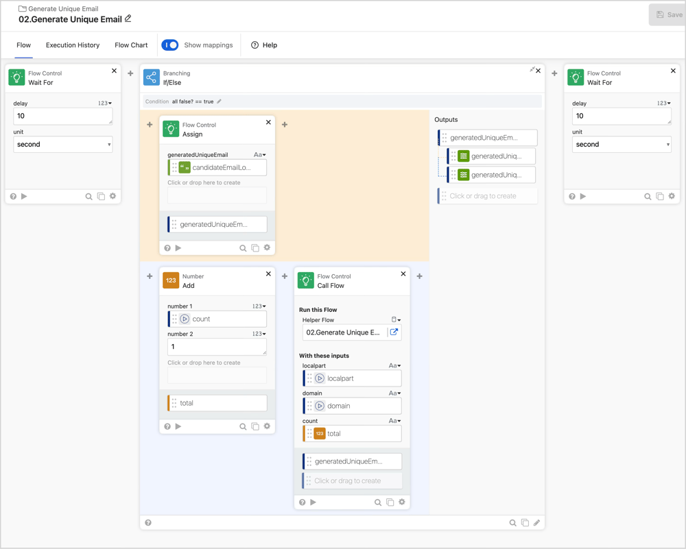 Wait Forカードを設定している画面です。