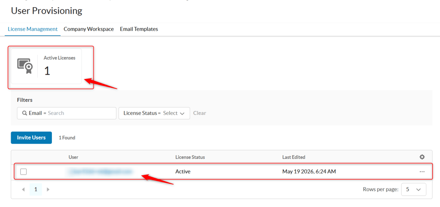 User Provisioning 画面でのActiveユーザ確認